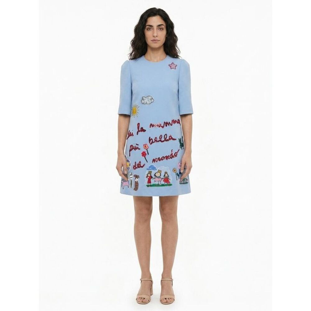 Dolce & Gabbana Light Blue Virgin Wool Casual Women's Dress